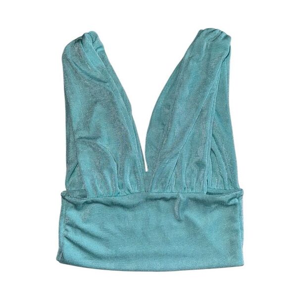 Women's Sexy Deep V Neck Slim Fitted Strap Crop Cami Tank  Size Medium - Picture 2 of 4